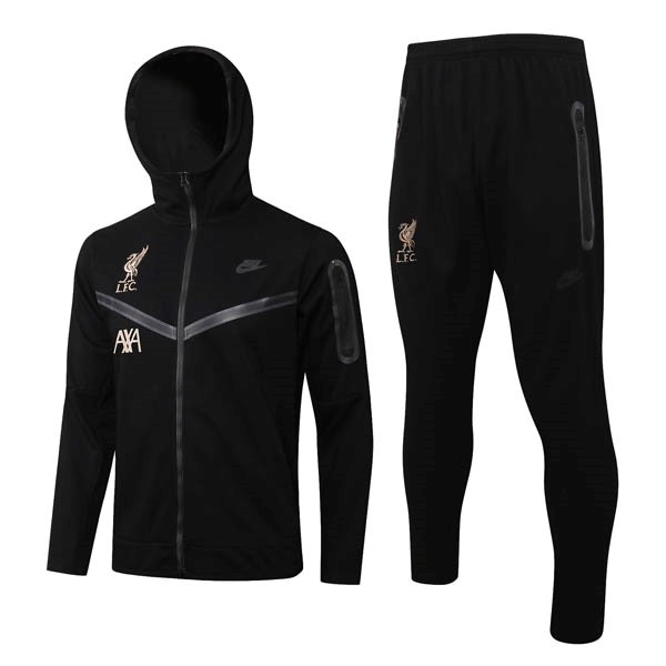 Hoodies Komplett Set Liverpool 2022-2023 Schwarz